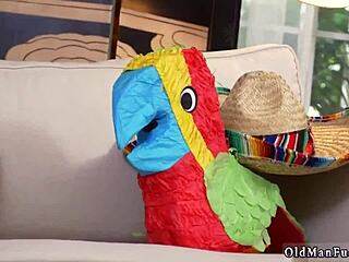 Passionate old and young threesome south of the border