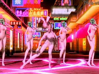 hatsune miku and megurine luka perform world end dancehall