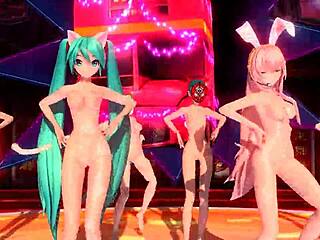 hatsune miku and megurine luka perform world end dancehall