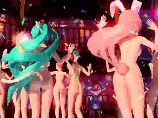 hatsune miku and megurine luka perform world end dancehall