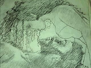 A couple engages in foreplay while wearing lingerie