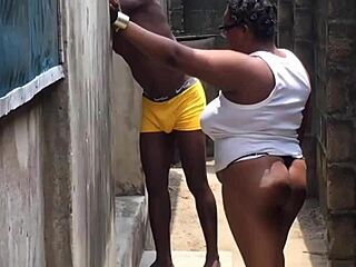 Big tits chubby slut seduced and fucked the house cleaner outdoor