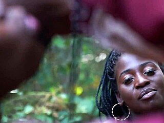 Ebony Threesome with Cock Licking