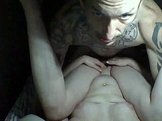 young skinny couple has homemade fun together