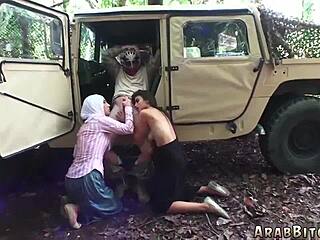 Arab Teen Babe in Military Uniform Fucked by Old Penis