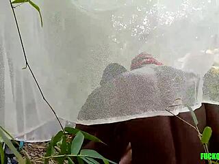 BBW fucks old man in forest for creampie