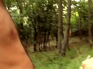 blonde milf moans outdoors