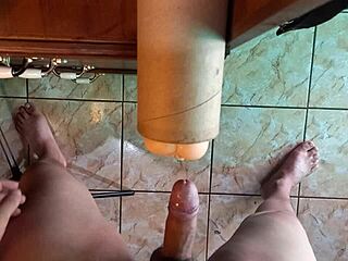 Fucking real doll's vagina with toys until cumshot