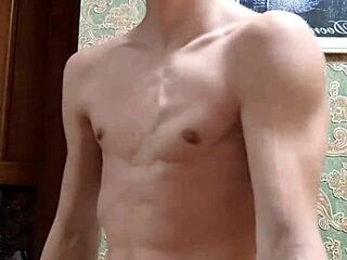 Happy new year celebration with skinny boy.