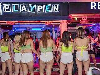 Asian go-go stripper performs pole dance