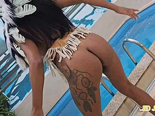 Native indian woman in sheer outfit with well-endowed partner