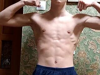 Happy new year celebration with skinny boy.