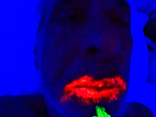 our ultraviolet light experiment in bedroom handjob session