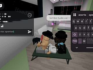 Gothic big tits girl has threesome sex in parents' house at Brookhaven.