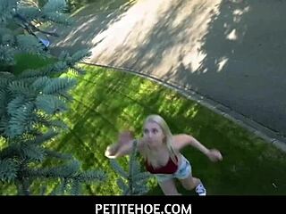 Petite blonde roxy teased by big dude vince