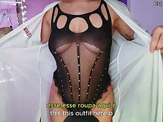 hot latina tries to suck her own natural tits, so sexy