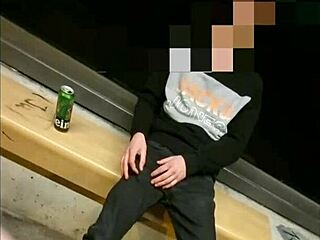 straight guy tries gay handjob outdoors?