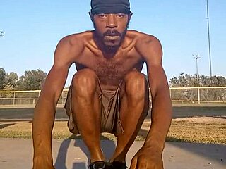 Beautiful Black Roommate Works Out