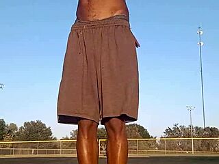 Beautiful Black Roommate Works Out