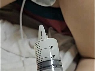 Blonde gets creampied by fantasy dog dildo 😍