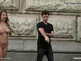 Busty czech babe flashes tits outdoors