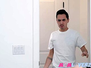 Stepmom charges her wet pussy with two dicks