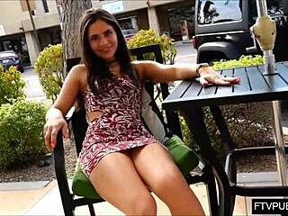 Young 18+ Girl Flashes No Panties Upskirt