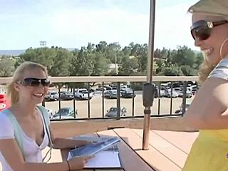 Blonde kisses and fingers tattooed lesbian