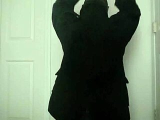 Arm stretching exercise mimicking masturbation movements intensely