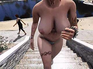 GTA 5 Naked Girl Walking in the Park.