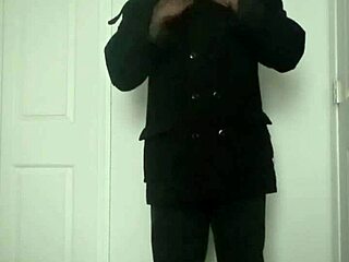 Arm stretching exercise mimicking masturbation movements intensely