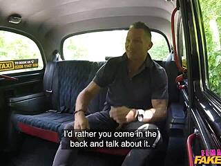 MILF squirts on huge cock in taxi