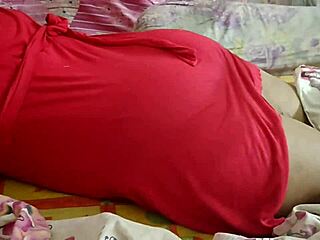 wild hot desi girlfriend gets sexy body massage in red