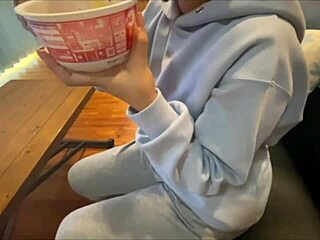 Japanese guy gets aroused during home date with girlfriend