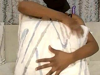 Curvy black slut masturbates