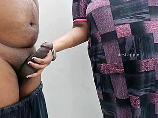 Indian Woman Gently Massages and Strokes