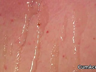 Naughty hottie swallows jizz load