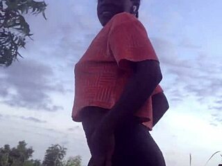 Crazy! Bitch twerking half naked right in the forest middle!