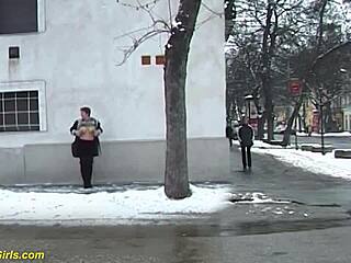 redhead bbw milf peeing in public