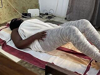 black pussy draws all attention during intense solo gym workout