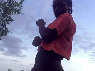 Crazy! Bitch twerking half naked right in the forest middle!