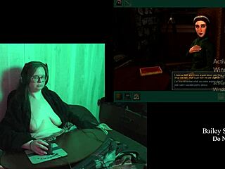 Naked brunette BBW with big natural tits haunts castle in game playthrough