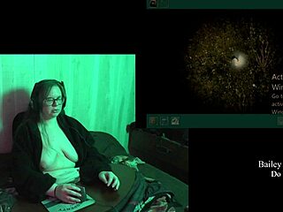 Naked brunette BBW with big natural tits haunts castle in game playthrough