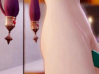 Oh man, Mona is getting off in her bathroom with that slime dildo all by herself