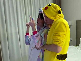 Skinny girlfriend, take this double penetration from friends with cumshots!