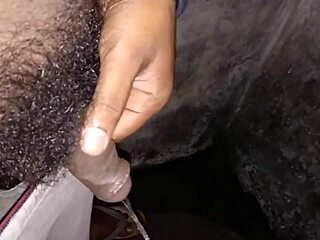 Intense pissing action in Indian bathroom with massive black cock leading to explosive creampie!