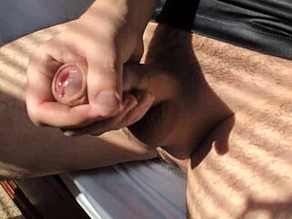 Intense Solo Masturbation Session with Massive Cock Up Close in Bedroom During Hot Summer Time