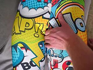 caught curvy amateur masturbating and bent over her in tight leggings on juicy ass