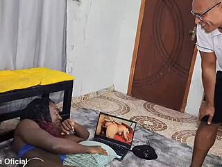 Caught Hot Babe Masturbating to Porn and She Begs for Wild Group Action