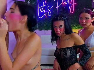 Throat and ass destroyed by his friend in sloppy group orgy